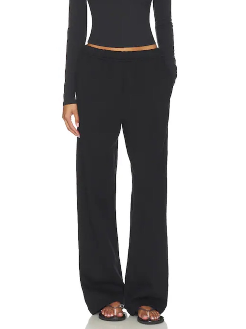 NWT Skims Cotton Fleece Classic Straight Leg Pant in Onyx! Size XS